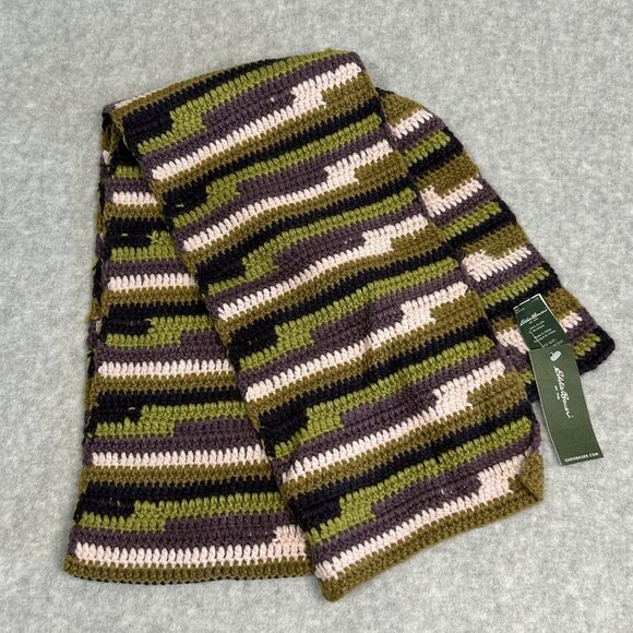 Eddie Bauer Unisex Crochet Striped Green Purple Pink Acrylic Scarf New With Tags - Picture 1 of 6